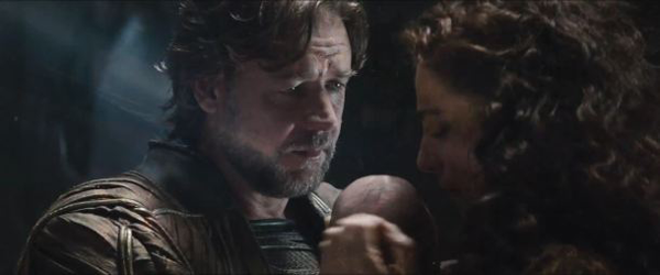 Jor-El, Lara, and baby Kal-El